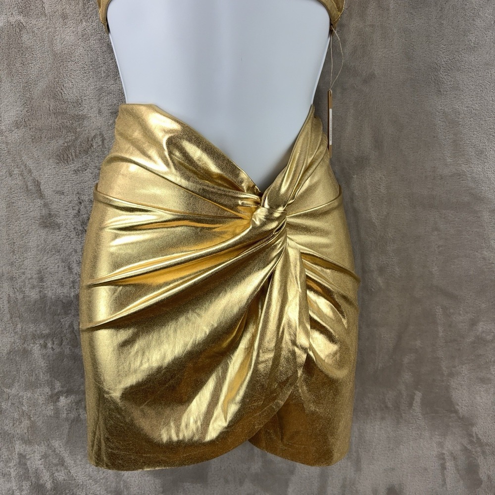 Skims Swim Mini Sarong Skirt Womens Size XXS Gold‎ Metallic Shiny